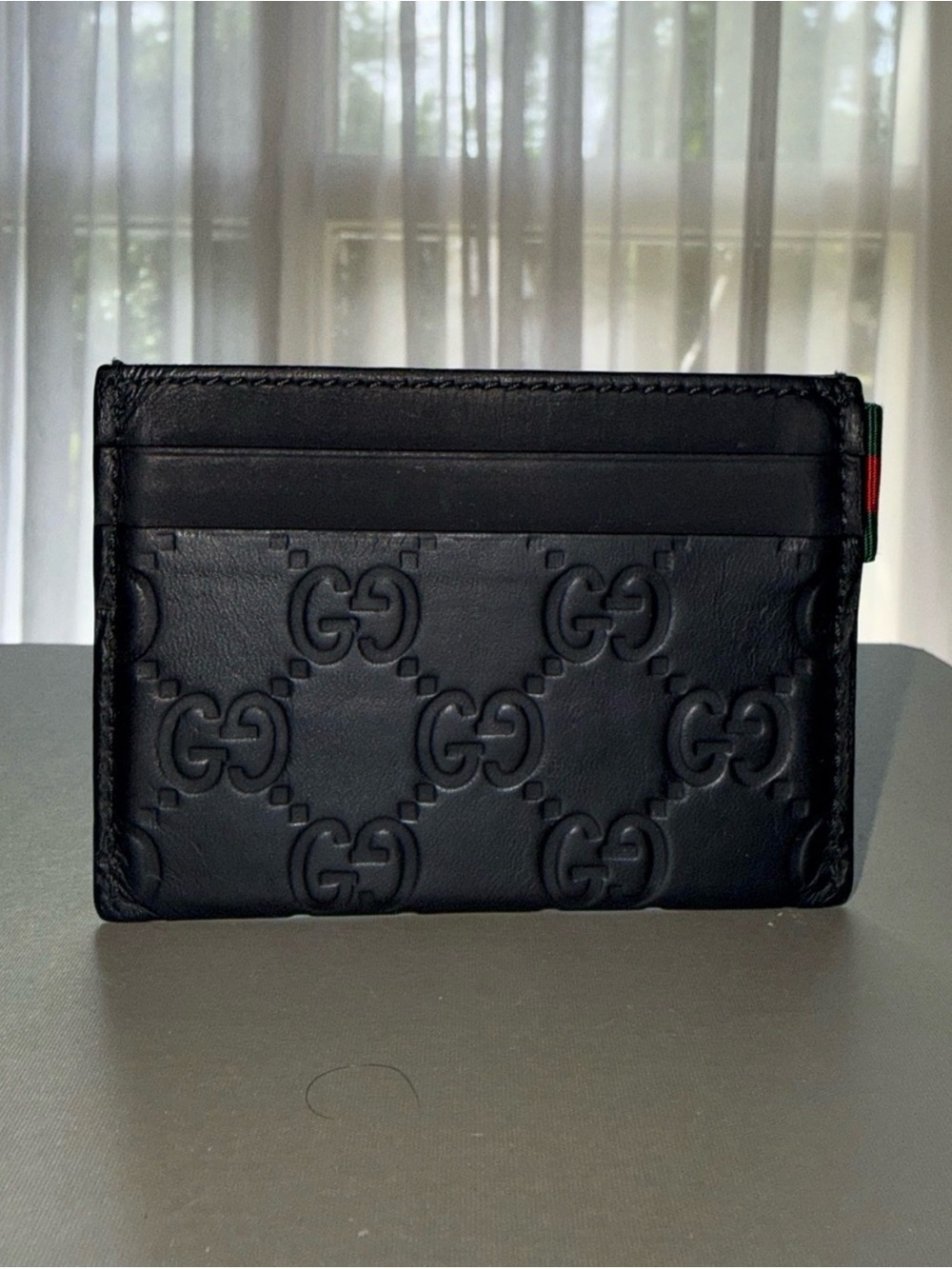 Gucci Guccissima Embossed GG Black Leather Card Holder